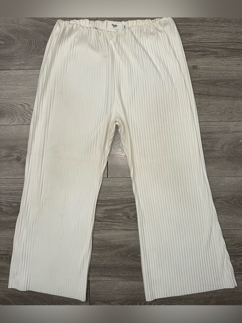 The Frankie Shop Cream Pleated Wide-Leg Pants